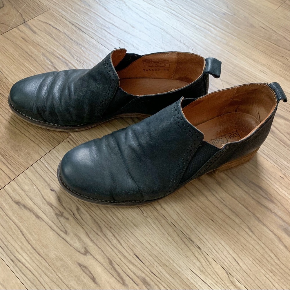 Black leather booties